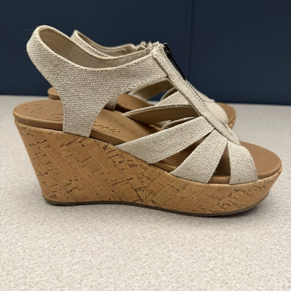 Women's Skechers Cali Brit Natural Platform Wedge Sandals Zip Closure US Sz 6 - Picture 5 of 10